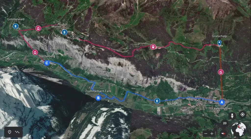 Lauterbrunnen Valley Hike Map