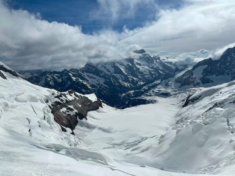 Glaciers at Sphinx Observatory Jungfraujoch, Swiss Alps